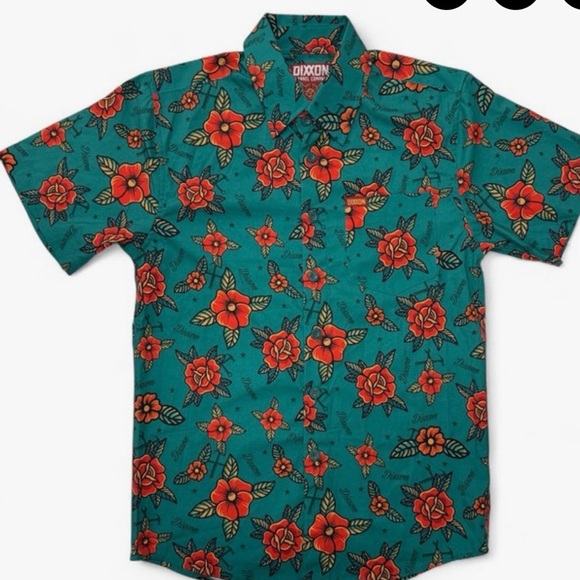 DIXXON Other - DIXXON “Stay Gold” 3XL Men’s Tattoo Flower Red Floral Shirt.